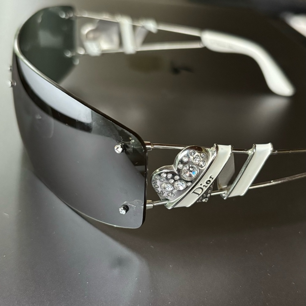 Dior Heart Core Palladium Rimless Sunglasses Vintage Tinted Shield Lenses metal